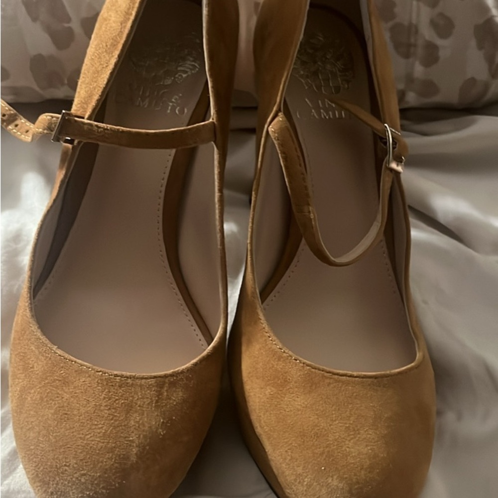Vince Camuto Tan Suede Heels